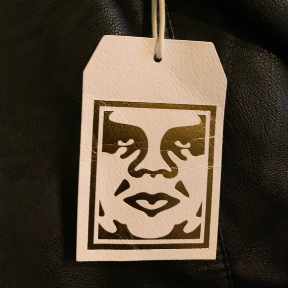 NWT Obey Size Large Black Defiant Rose Motto Jacket - Picture 8 of 11